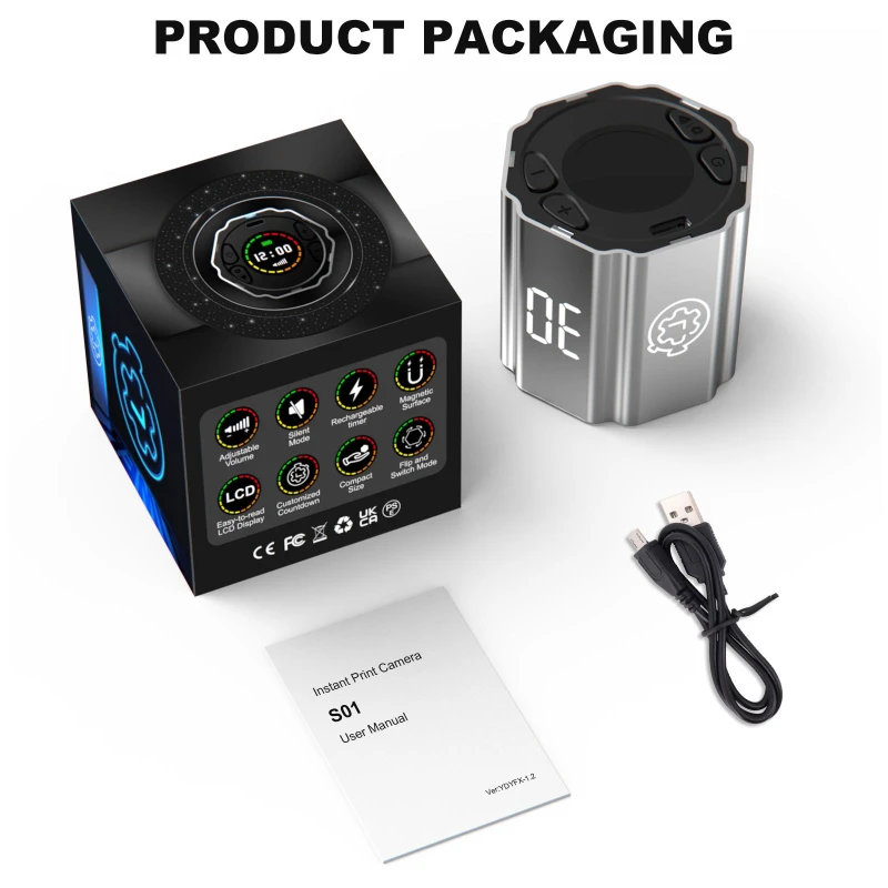 XMSJ Flip Cube Timer — 5-in-1 Visual Timer for Work, Study & Kitchen - Image 6